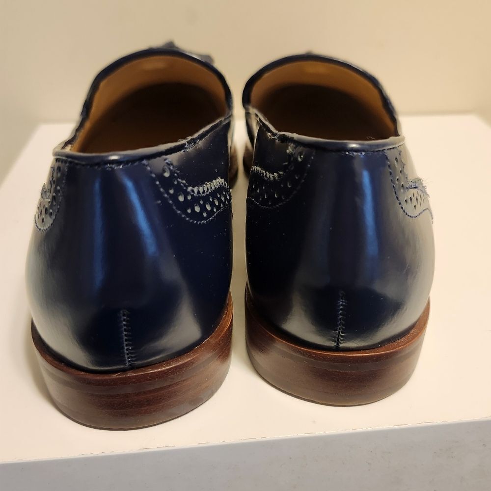 NWT Talbots Leighton Blue Polished Leather Tassel Brogue Loafers Sz.6.5 Ret $139 - Picture 6 of 9